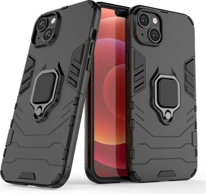 Ring Armor-etui for iPhone 14 Pro Max pansrede deksel magnetisk holderring svart