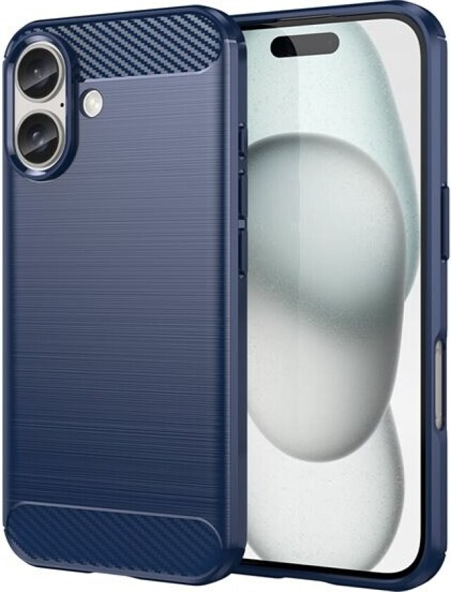 Carbon-etui for iPhone 16 Silikonetui - blå