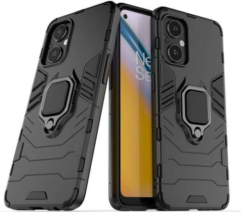 Ring Armor tøft hybriddeksel + magnetisk holder for OnePlus Nord N20 5G svart