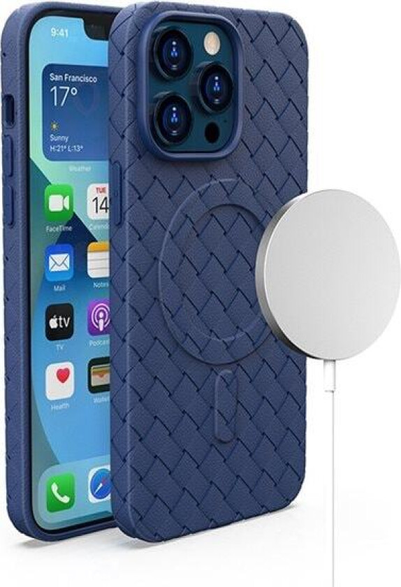 MagSafe Woven-etui for iPhone 14 Pro - marineblå