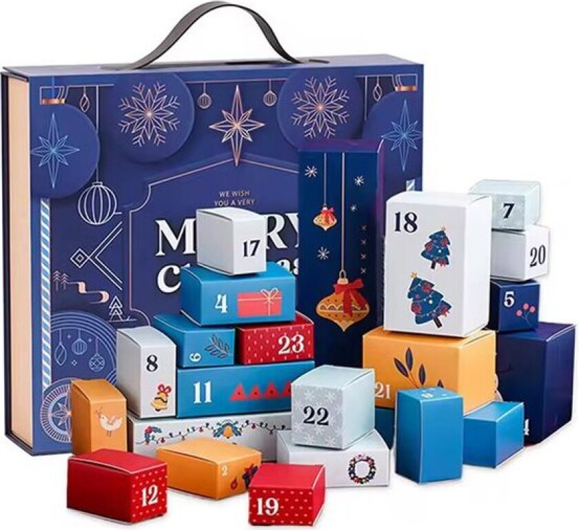 Adventskalender med 24 bokser - Blå