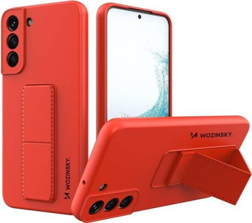 Kickstand Case silikon etui med stativ for Samsung Galaxy S22 + rød