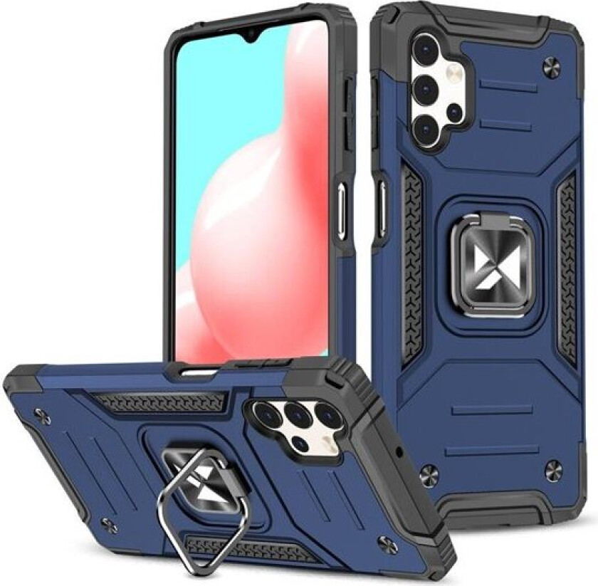 Ring Armor tøft hybriddeksel + magnetisk holder for Samsung Galaxy A73 blå