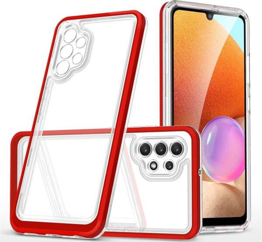 Gjennomsiktig 3-i-1-etui for Samsung Galaxy A32 5G Frame Gel Cover Red