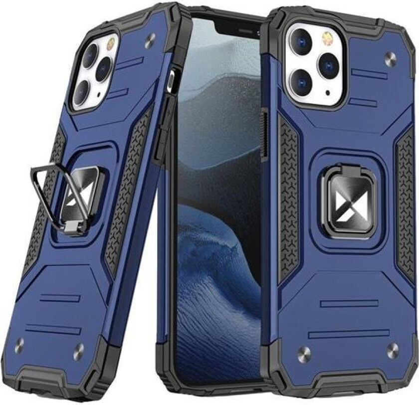 Ring Armor Case Kickstand Tough Rugged Cover for iPhone 13 Pro blå