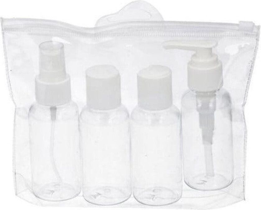 Reisesett / Reiseflasker med 4 påfyllbare reiseflasker - perfekt for flyreiser