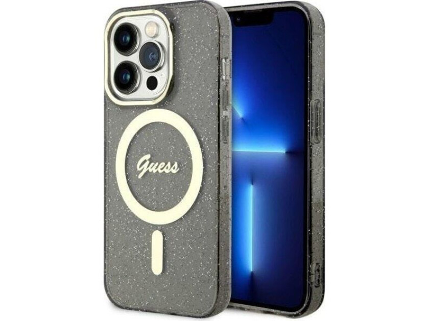 Guess GUHMP14XHCMCGK iPhone 14 Pro Max 6.7" black/black hardcase Glitter Gold MagSafe