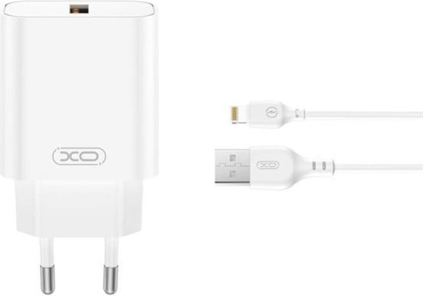 USB-lader med USB QC 18W + USB til Lightning-kabel