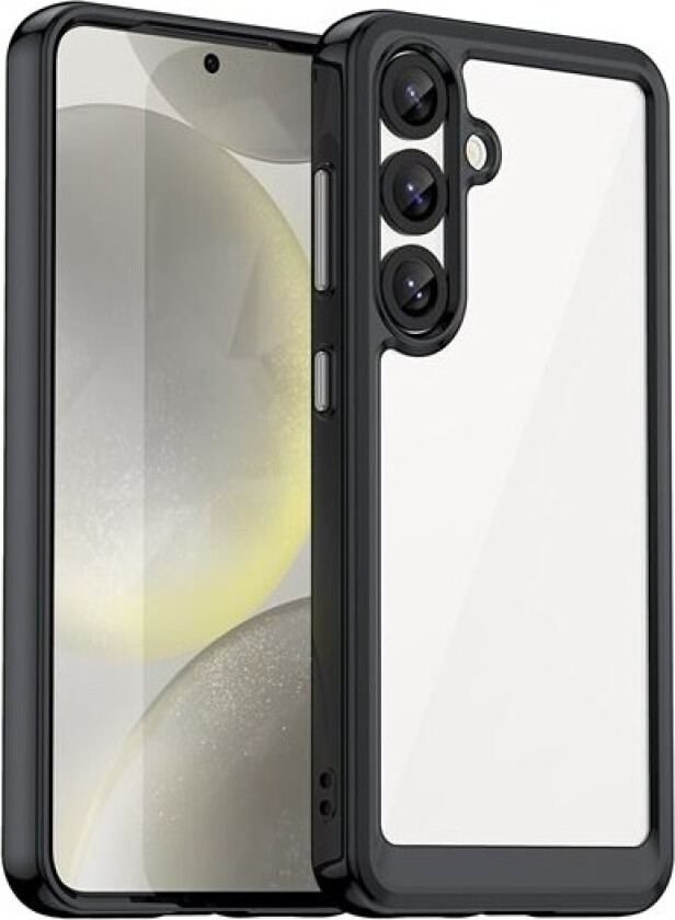 Outer Space-etui for Samsung Galaxy S25 Edge-deksel med fleksibel ramme - svart