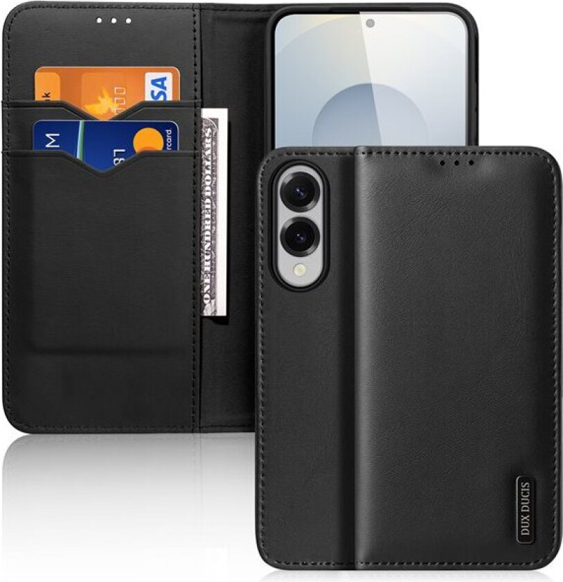 Hivo Samsung Galaxy S25 Edge-etui med vippefunksjon og RFID-beskyttelse - Svart