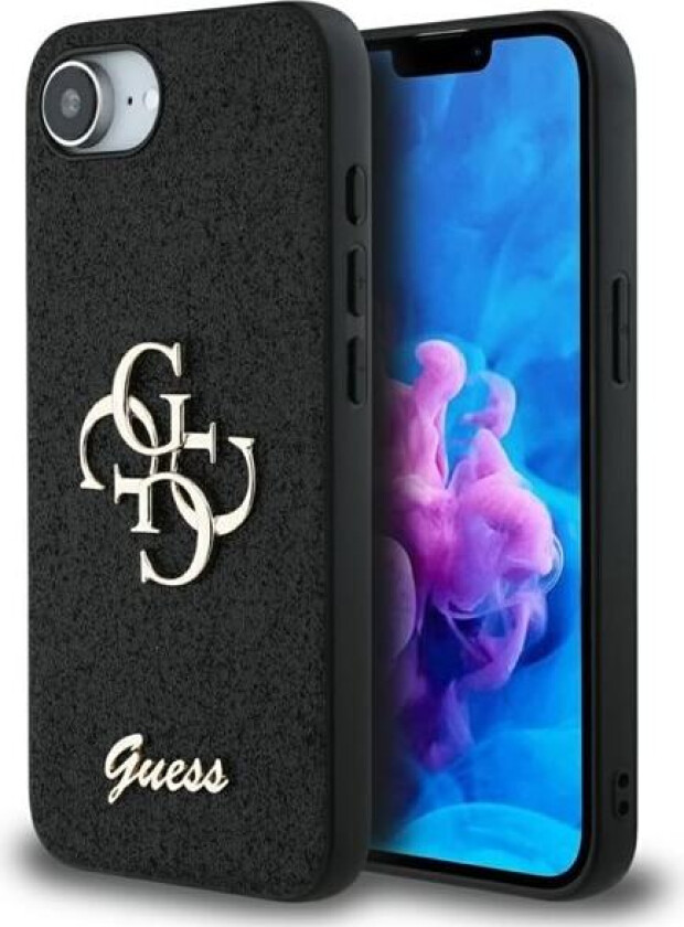 Fast Glitter Big 4G-etui for iPhone 16e - svart