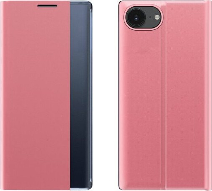 Nytt Sleep-etui iPhone 16e Flip Cover med stativ - Rosa