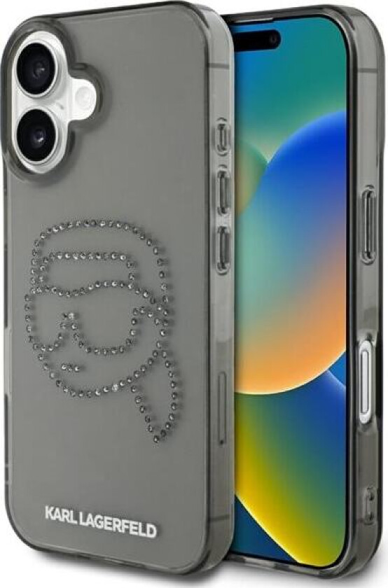 IML Rhinestones Karl Head Case for iPhone 16 Svart