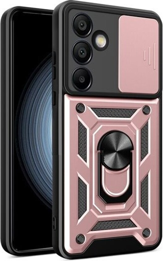 Hybrid Armor Camshield med stativ og kameradeksel for Samsung Galaxy A36 - Rosa