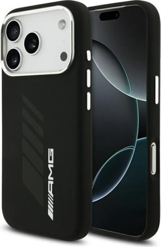 AMG MagSafe-etui i silikon i overdimensjonert Rhombs-størrelse for iPhone 17 Pro - svart
