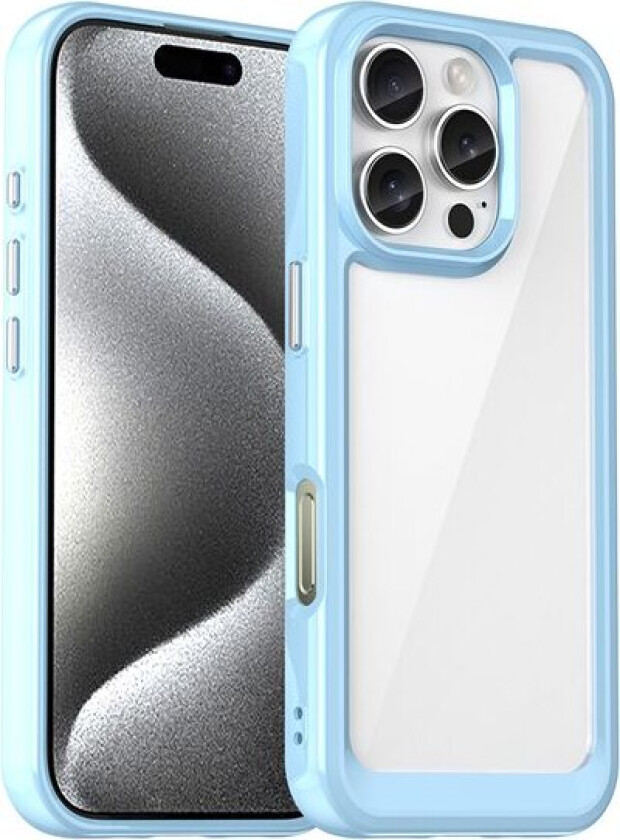 Outer Space-etui for iPhone 16e deksel med fleksibel ramme - blå