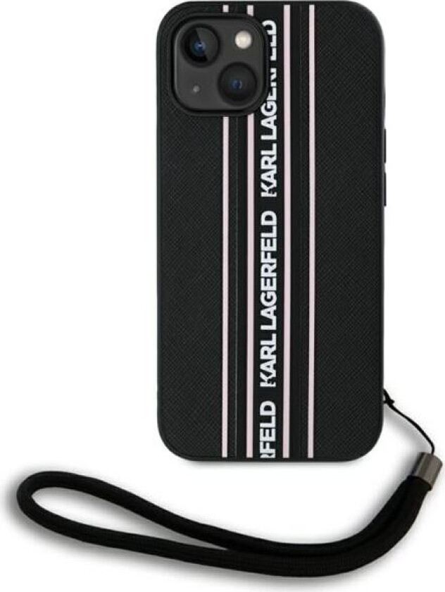 Saffiano Athleisure Stripes Cord iPhone 15-etui - Rosa