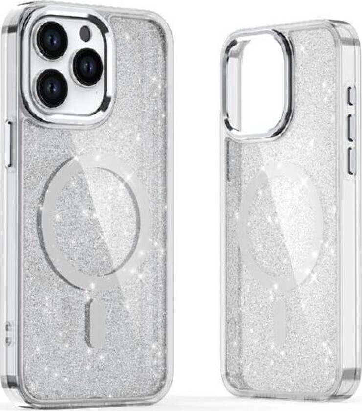 Glitteretui MagSafe for iPhone 16 Pro Max - hvit med glitter