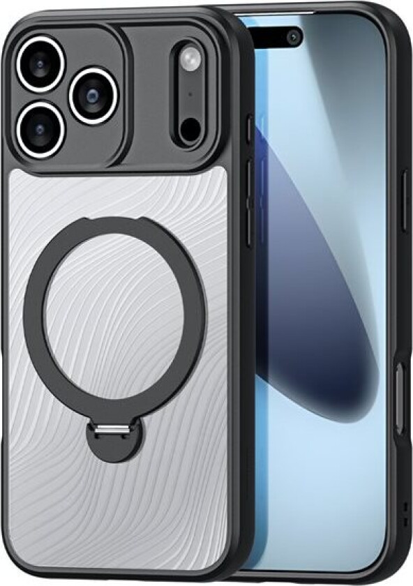 Aimo Mag-etui med magnetisk ring og stativ for iPhone 17 Pro - Svart