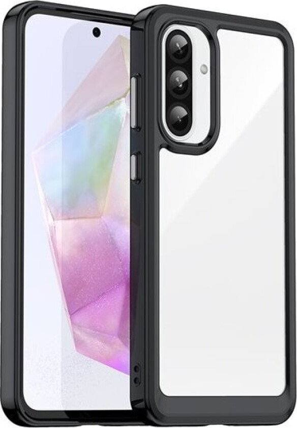 Outer Space-etui for Samsung Galaxy A26-deksel med fleksibel ramme - svart