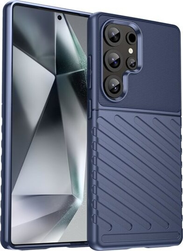 Thunder Case Samsung Galaxy S25 Ultra pansrede etui i silikon - blå