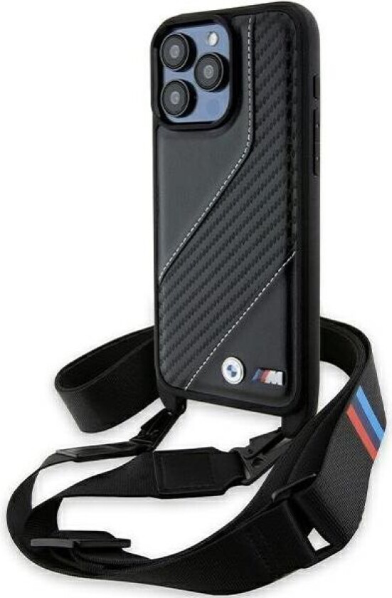 M Edition Carbon Stripe & Strap-etui for iPhone 15 Pro Max - svart