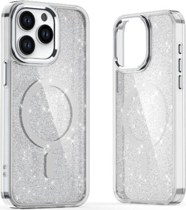 Glitteretui MagSafe for iPhone 16 - hvit med glitter