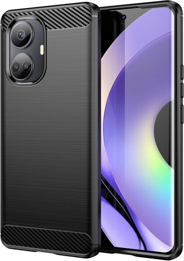 Carbon Case-etui for Realme 10 Pro fleksibelt karbondeksel i silikon, svart