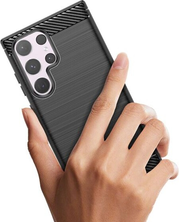 Karbon-etui for Samsung Galaxy S24 Ultrafleksibelt karbondeksel i silikon - svart
