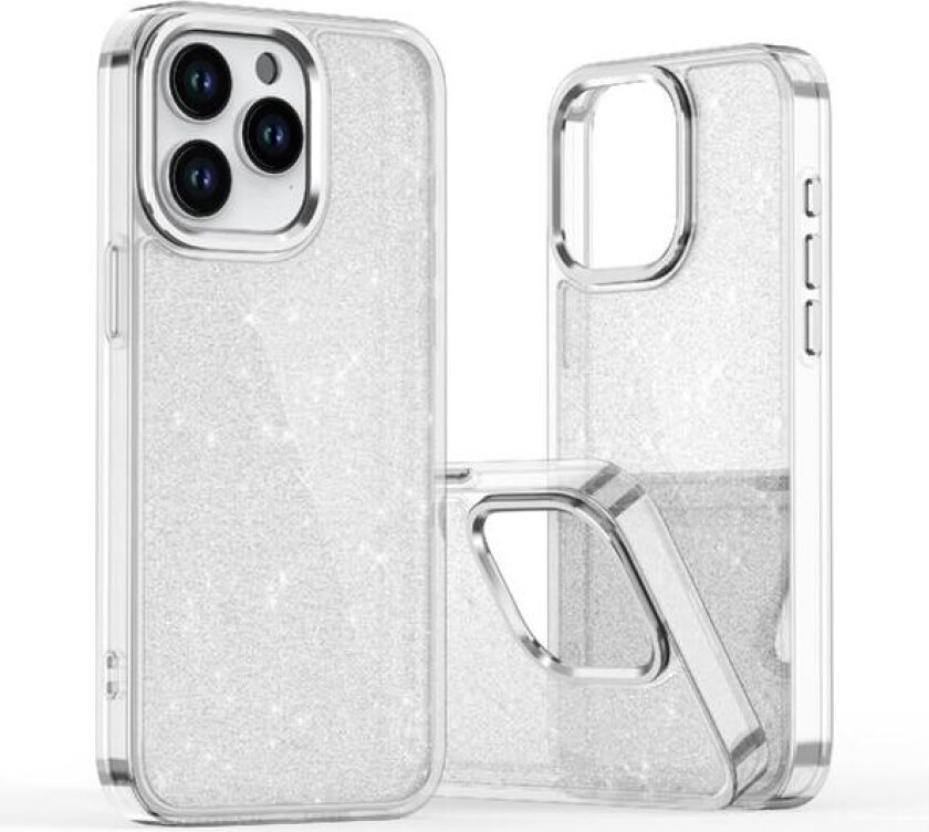 Glitterveske til iPhone 16 Pro - gjennomsiktig med glitter