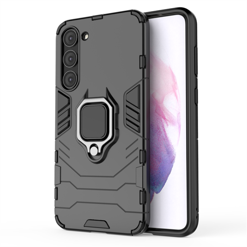 Ring Armor-etui for Samsung Galaxy S23+ pansrede deksel magnetisk holderring svart