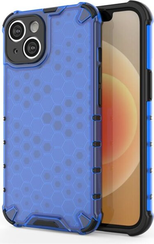 Honeycomb-etui for iPhone 14 Plus pansret hybriddeksel blå