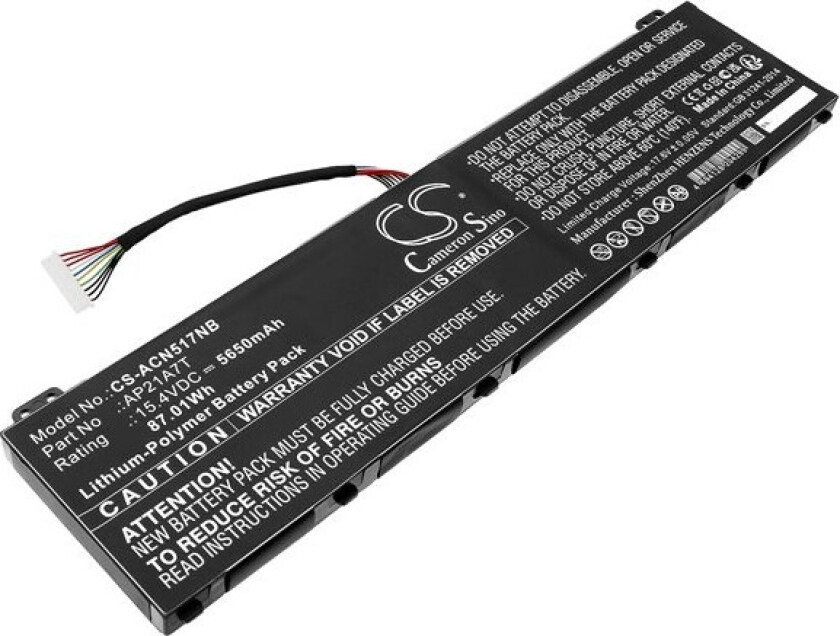 Batteri til bærbar PC for Acer Nitro 5 AN517-55-50P0, Nitro 5 AN517-55-713K og andre.