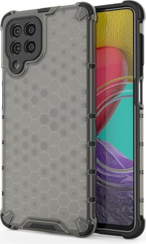 Honeycomb-etui pansrede deksel med en gelramme for Samsung Galaxy M53 5G svart