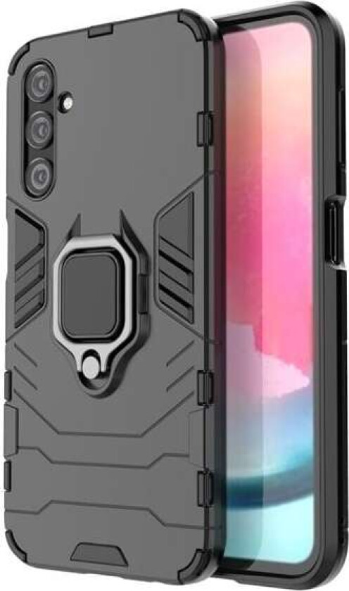 Ring Armor-etui for Samsung Galaxy A24 4G pansrede deksel magnetisk holderring svart