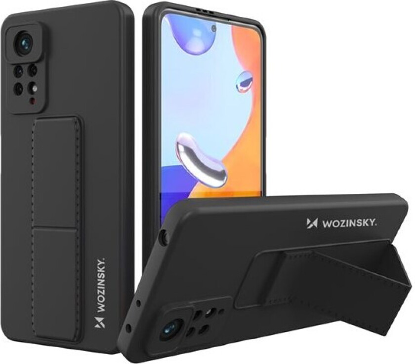 Kickstand Case silikon etui med stativ Xiaomi Redmi Note 11 Pro etui svart