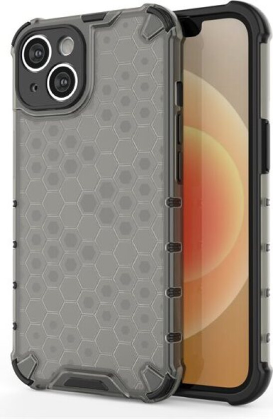 Honeycomb-etui for iPhone 14 pansret hybriddeksel svart