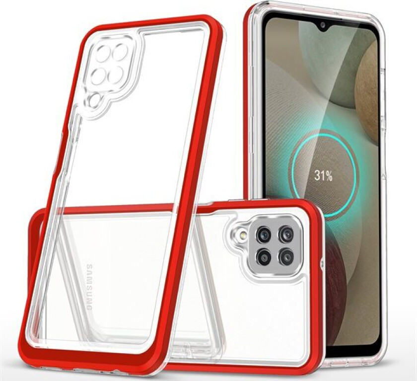 Gjennomsiktig 3-i-1-etui for Samsung Galaxy A22 4G Frame Gel Cover Red