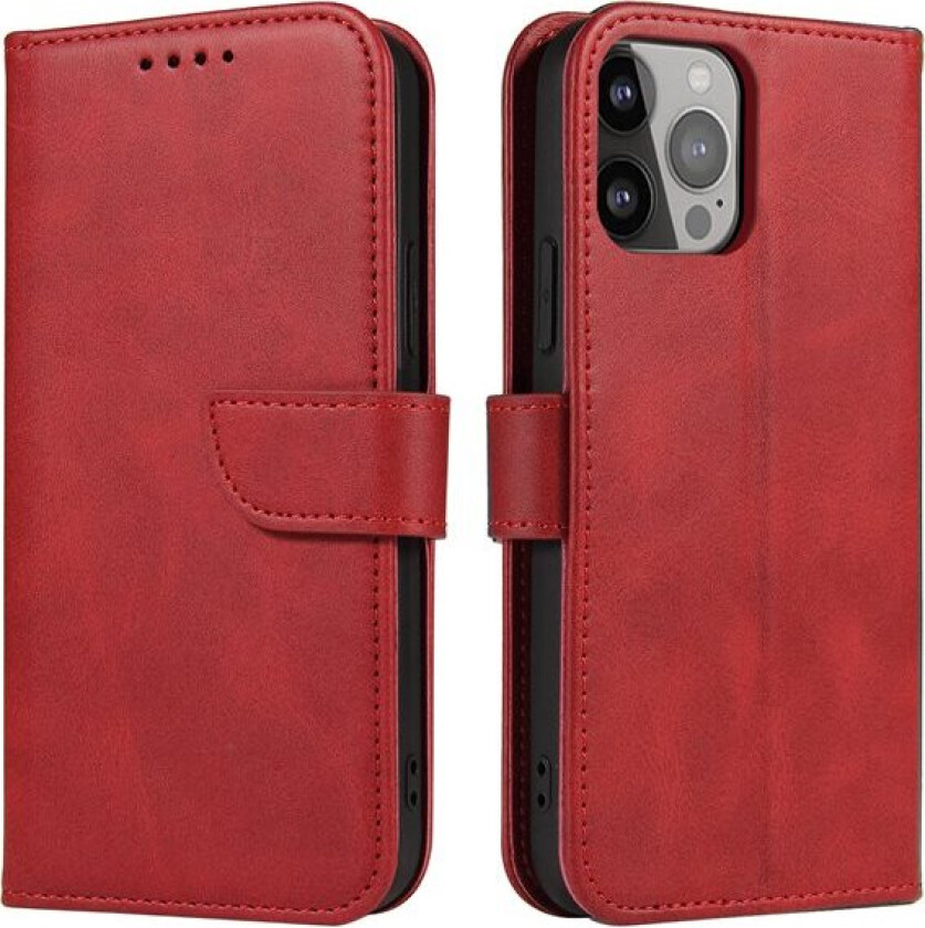 Lommebokveske med stativ til iPhone 15 Pro Max Magnet-etui - rød
