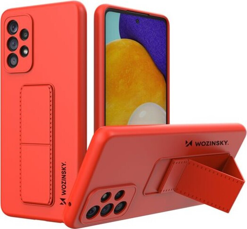Kickstand Case silikon etui med stativ for Samsung Galaxy A73 rød