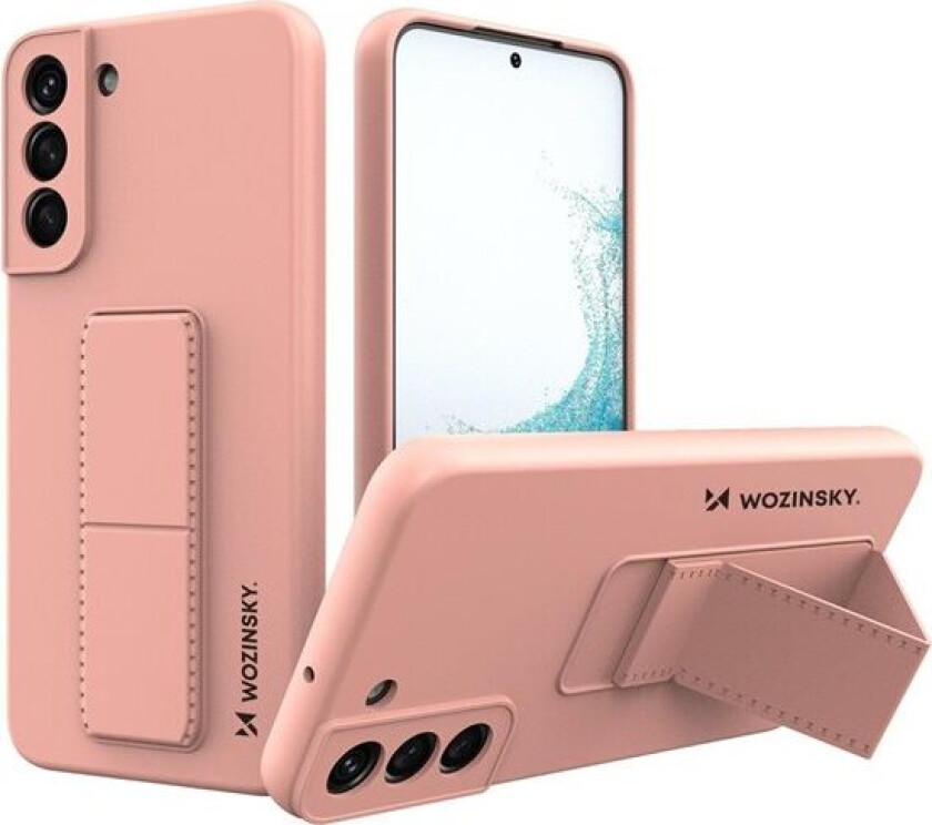 Kickstand Case silikon etui med stativ for Samsung Galaxy S22 + rosa