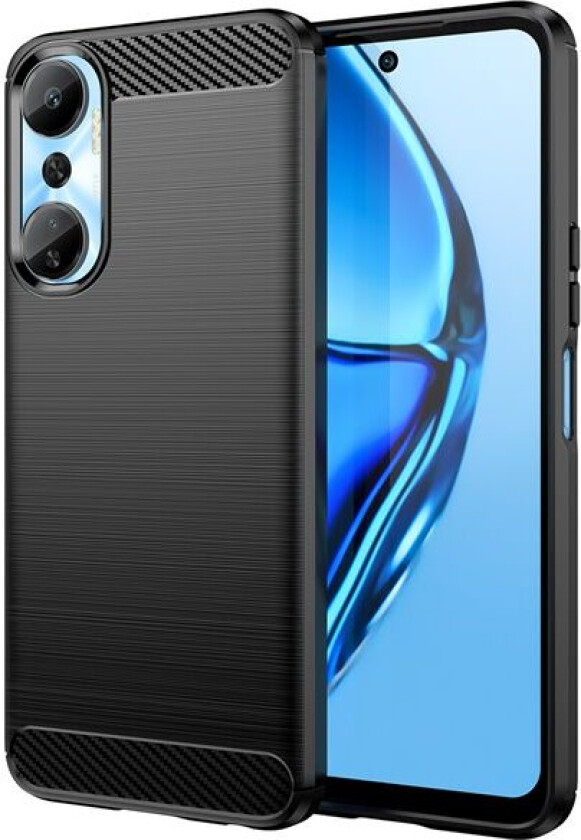 Carbon Case-etui til Infinix Hot 20 fleksibelt karbondeksel i silikon, svart