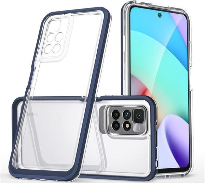 Gjennomsiktig 3-i-1-etui til Xiaomi Redmi 10 Frame Gel Cover Blue
