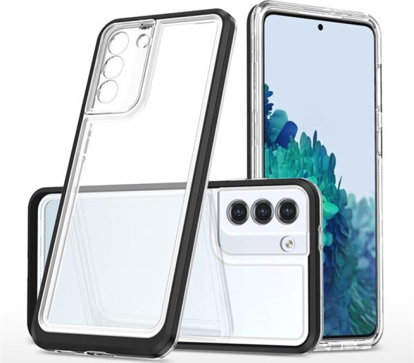 Clear 3-i-1-etui for Samsung Galaxy S21 + 5G (S21 Plus 5G) Frame Gel Cover Black