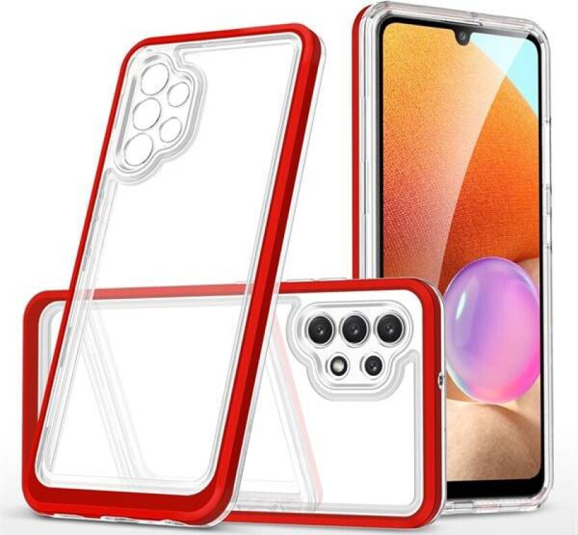 Gjennomsiktig 3-i-1-etui for Samsung Galaxy A72 4G Frame Gel Cover Red