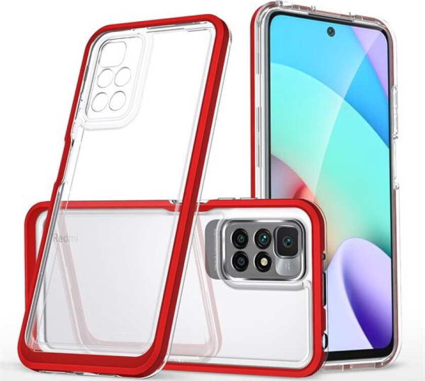 Gjennomsiktig 3-i-1-etui for Xiaomi Redmi 10 Frame Gel Cover Red