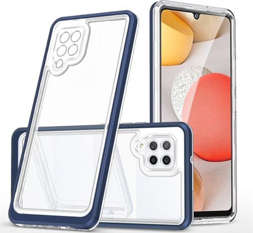 Klar 3-i-1-etui for Samsung Galaxy A42 5G Frame Gel Cover Blue
