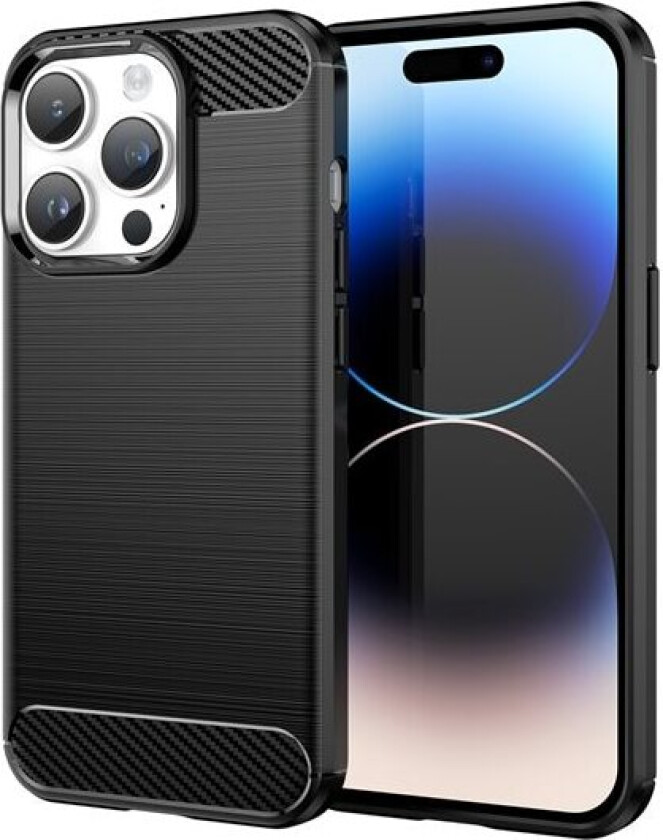 Carbon Case iPhone 14 Pro Max fleksibelt gel bakdeksel svart