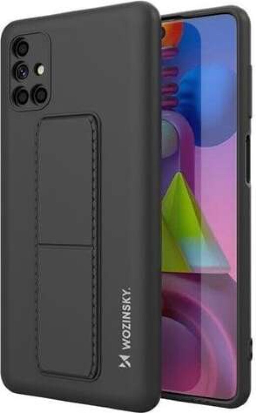 Kickstand Case silikon etui med stativ for Samsung Galaxy M51 svart
