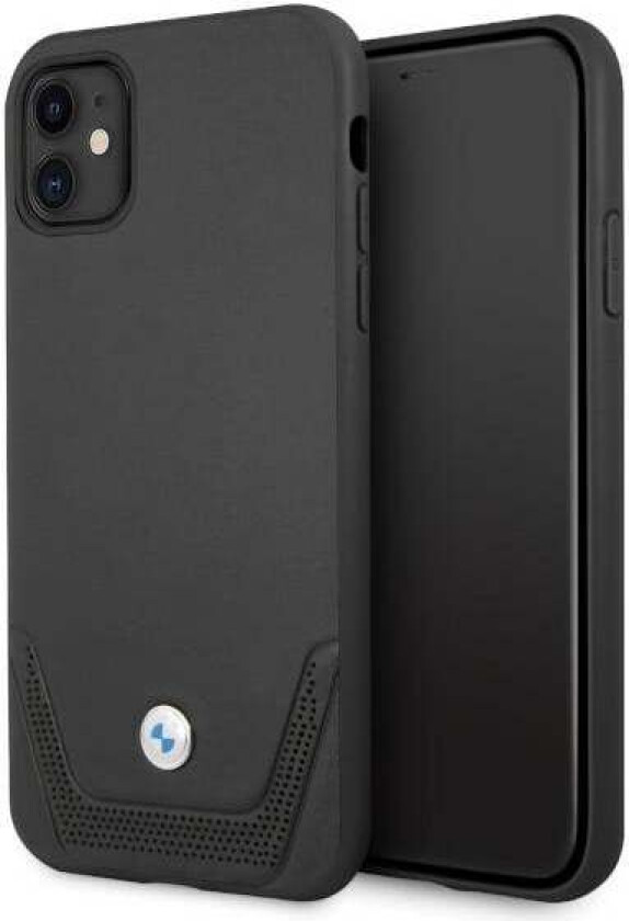 Perforert lærveske til iPhone 11 / Xr - Svart